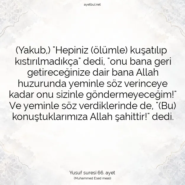 Ayetbul | Kuran Mealleri | Quran | Yusuf suresi 66. ayet