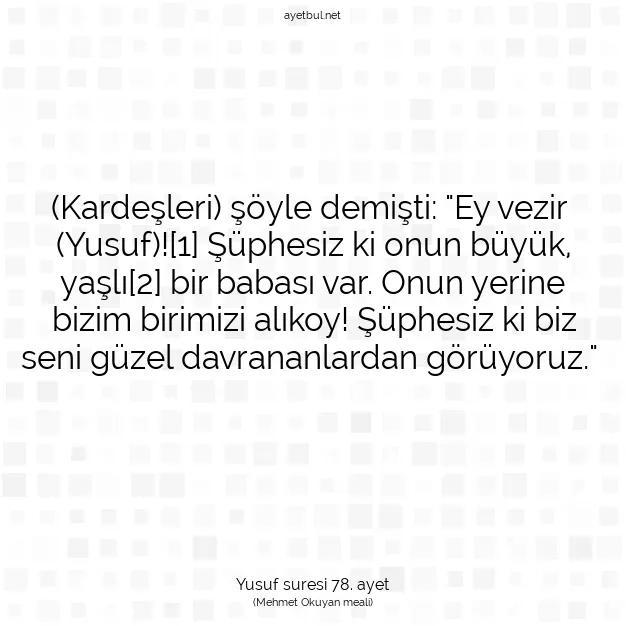Ayetbul | Kuran Mealleri | Quran | Yusuf suresi 78. ayet