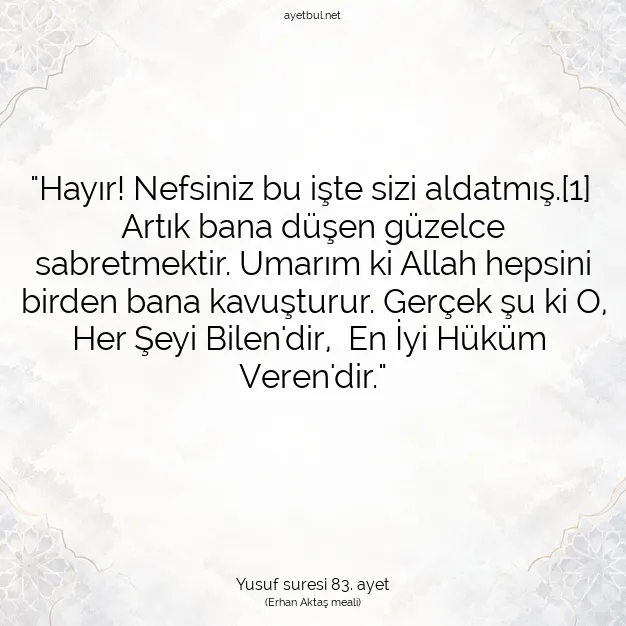 Ayetbul | Kuran Mealleri | Quran | Yusuf suresi 83. ayet