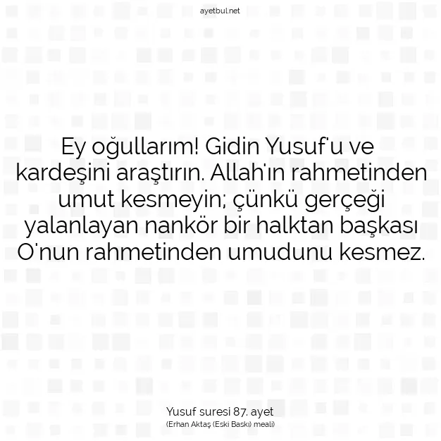 Ayetbul | Kuran Mealleri | Quran | Yusuf suresi 87. ayet