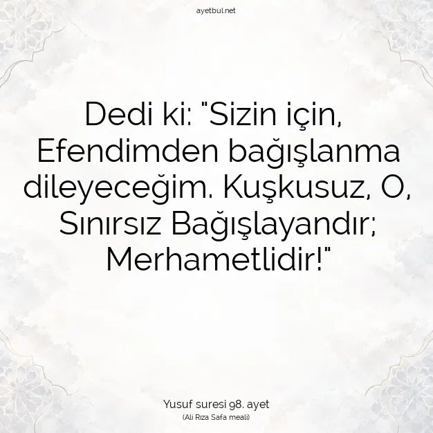 Ayetbul | Kuran Mealleri | Quran | Yusuf suresi 98. ayet