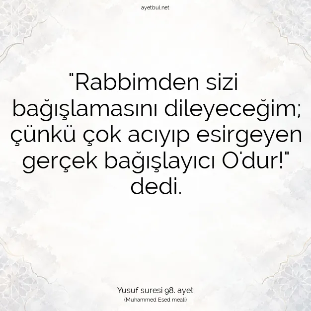 Ayetbul | Kuran Mealleri | Quran | Yusuf suresi 98. ayet