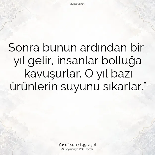 Ayetbul | Kuran Mealleri | Quran | Yusuf suresi 49. ayet