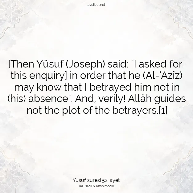 Ayetbul | Kuran Mealleri | Quran | Yusuf suresi 52. ayet