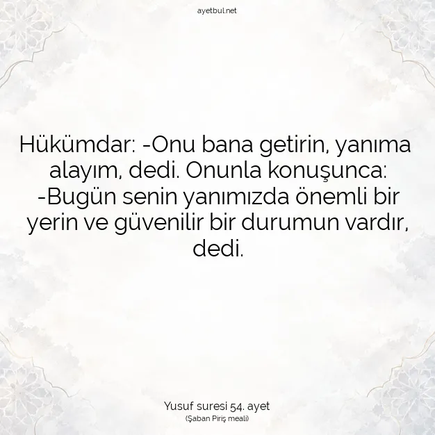 Ayetbul | Kuran Mealleri | Quran | Yusuf suresi 54. ayet