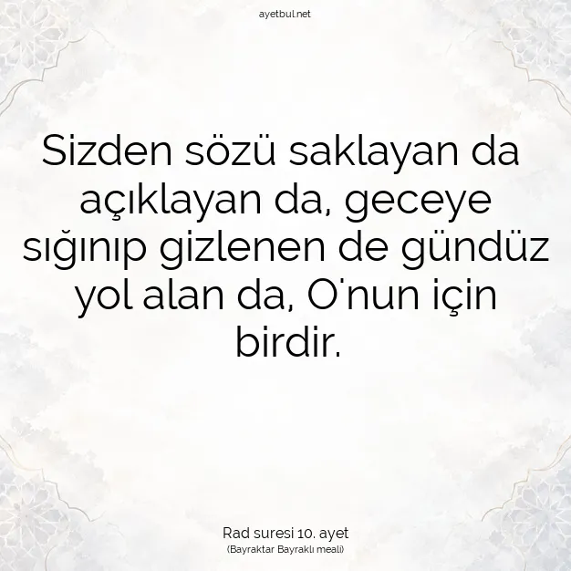 Ayetbul | Kuran Mealleri | Quran | Rad suresi 10. ayet