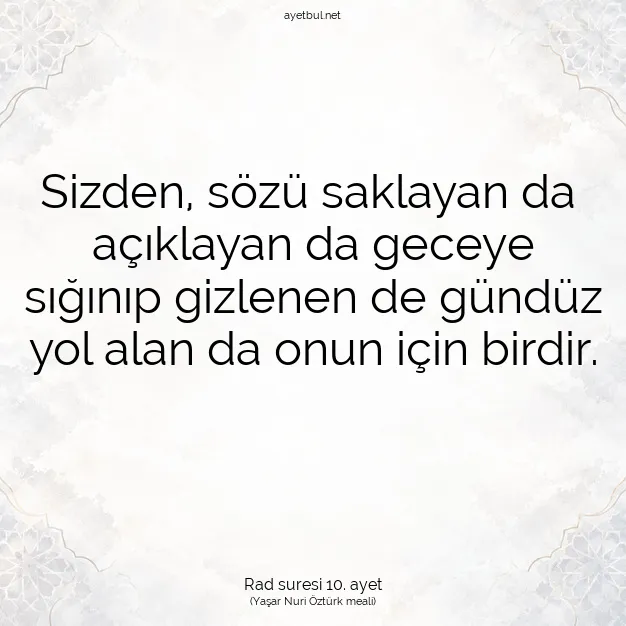 Ayetbul | Kuran Mealleri | Quran | Rad suresi 10. ayet