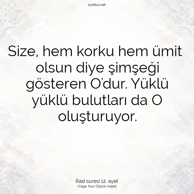 Ayetbul | Kuran Mealleri | Quran | Rad suresi 12. ayet