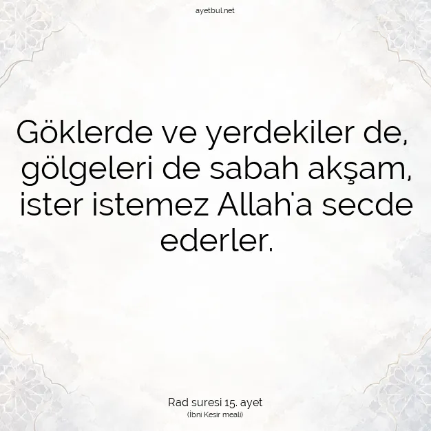 Ayetbul | Kuran Mealleri | Quran | Rad suresi 15. ayet