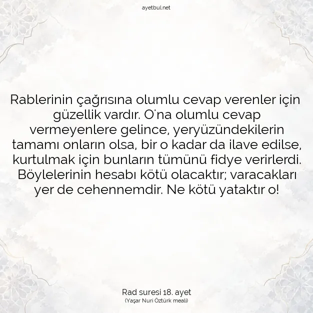 Ayetbul | Kuran Mealleri | Quran | Rad suresi 18. ayet