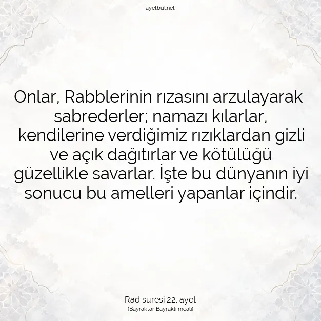 Ayetbul | Kuran Mealleri | Quran | Rad suresi 22. ayet