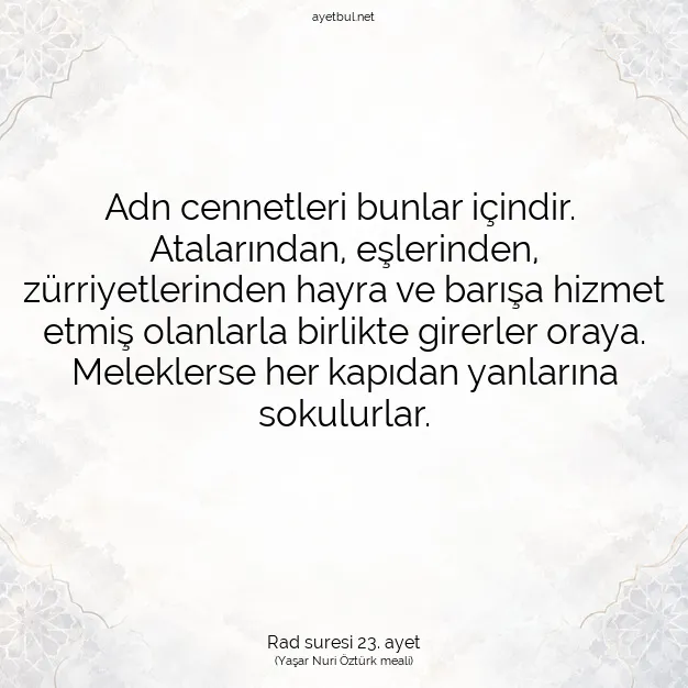 Ayetbul | Kuran Mealleri | Quran | Rad suresi 23. ayet