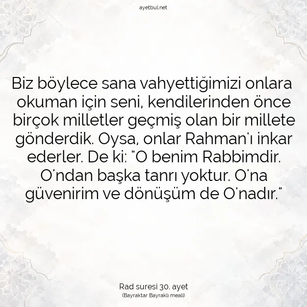 Ayetbul | Kuran Mealleri | Quran | Rad suresi 30. ayet