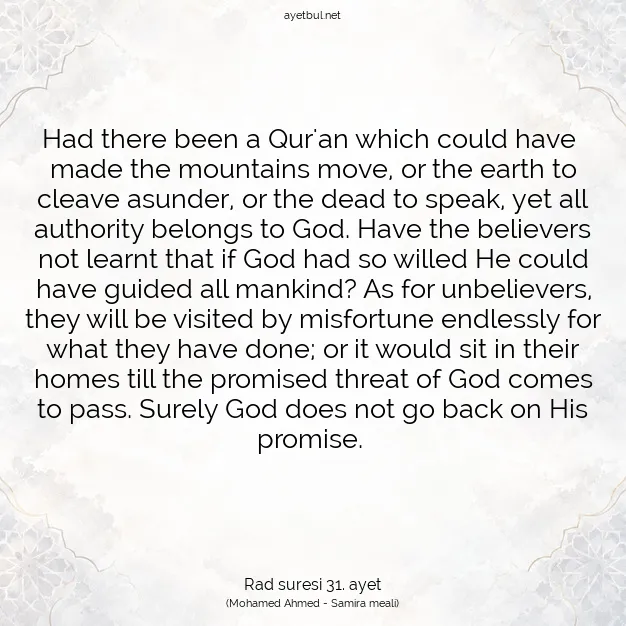 Ayetbul | Kuran Mealleri | Quran | Rad suresi 31. ayet