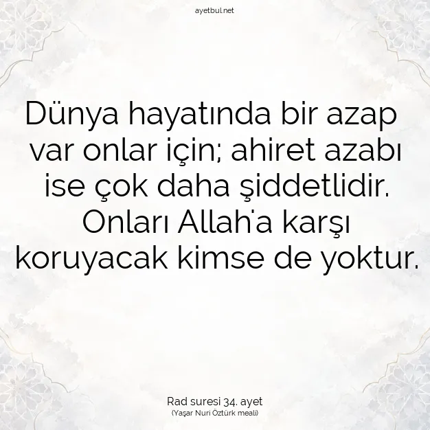 Ayetbul | Kuran Mealleri | Quran | Rad suresi 34. ayet