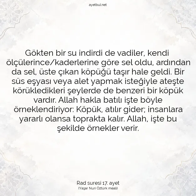 Ayetbul | Kuran Mealleri | Quran | Rad suresi 17. ayet