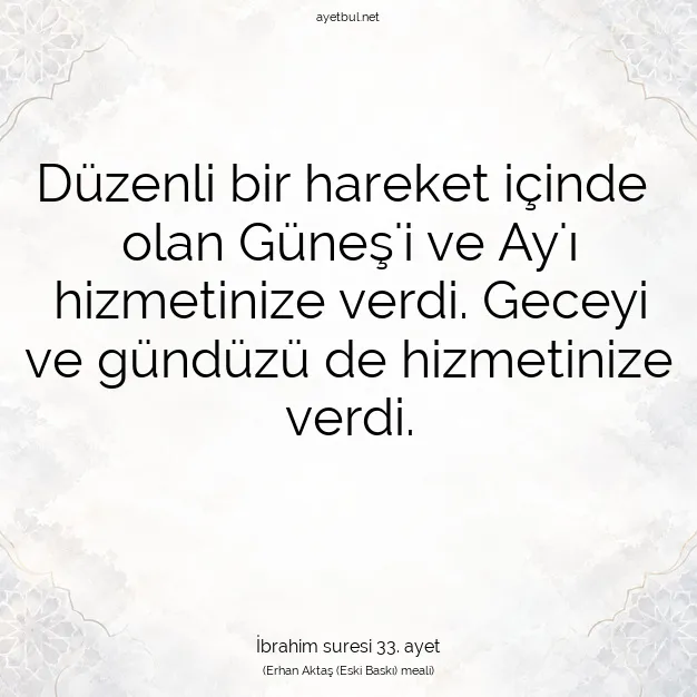Ayetbul | Kuran Mealleri | Quran | İbrahim suresi 33. ayet