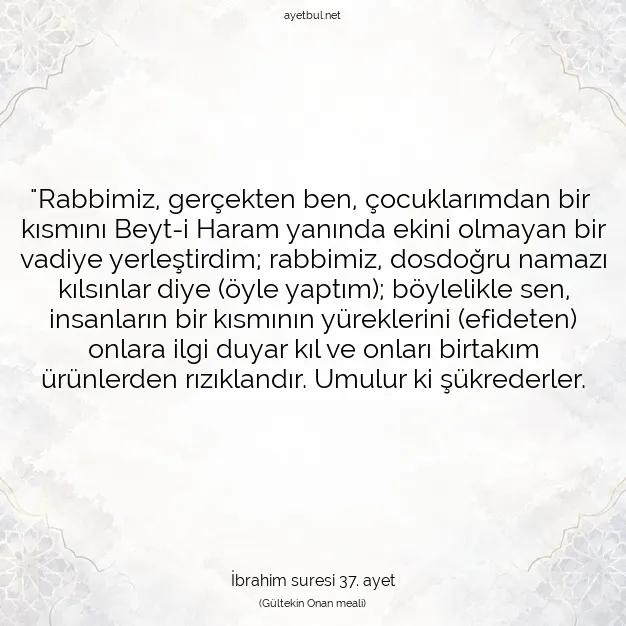 Ayetbul | Kuran Mealleri | Quran | İbrahim suresi 37. ayet