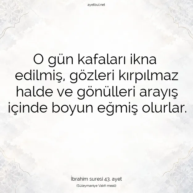 Ayetbul | Kuran Mealleri | Quran | İbrahim suresi 43. ayet