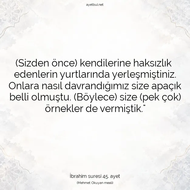 Ayetbul | Kuran Mealleri | Quran | İbrahim suresi 45. ayet