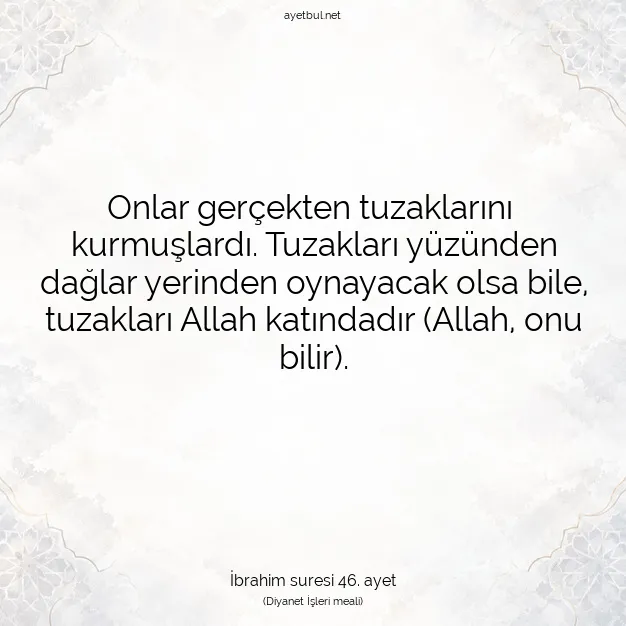 Ayetbul | Kuran Mealleri | Quran | İbrahim suresi 46. ayet
