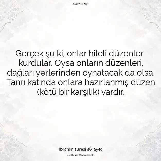 Ayetbul | Kuran Mealleri | Quran | İbrahim suresi 46. ayet