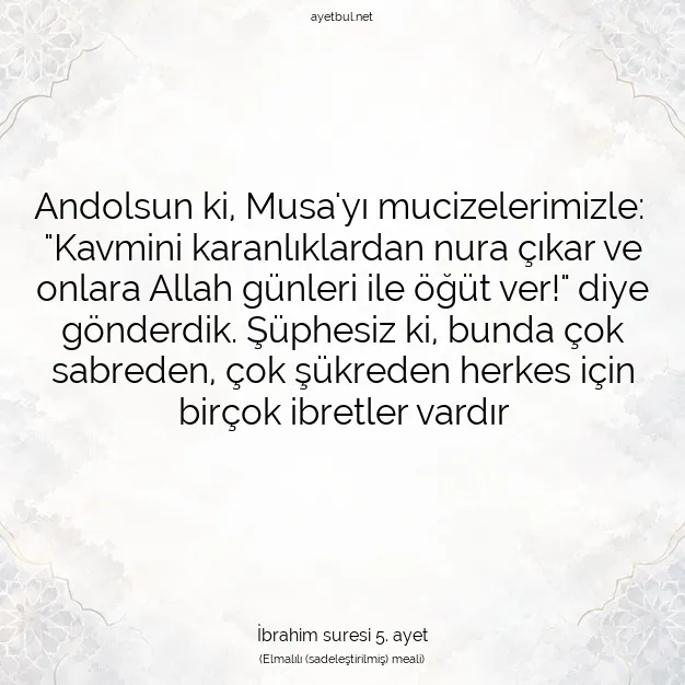 Ayetbul | Kuran Mealleri | Quran | İbrahim suresi 5. ayet