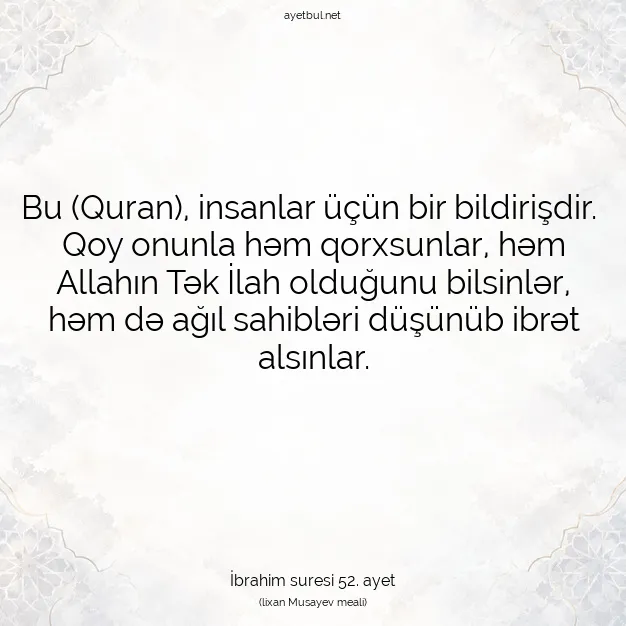 Ayetbul | Kuran Mealleri | Quran | İbrahim suresi 52. ayet