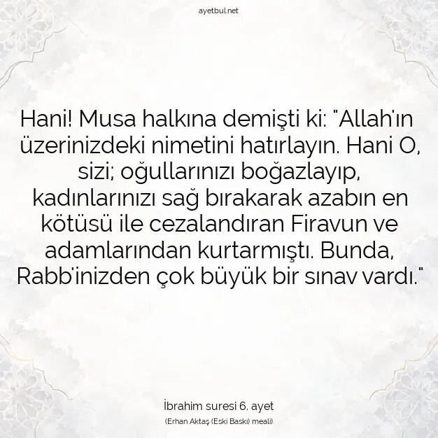 Ayetbul | Kuran Mealleri | Quran | İbrahim suresi 6. ayet