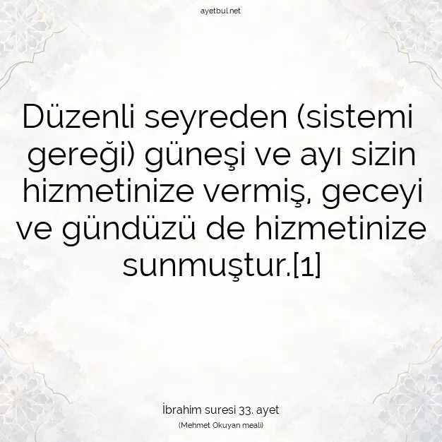 Ayetbul | Kuran Mealleri | Quran | İbrahim suresi 33. ayet