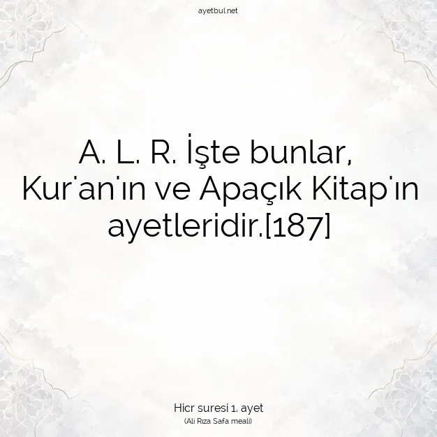 Ayetbul | Kuran Mealleri | Quran | Hicr suresi 1. ayet