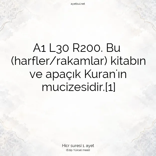 Ayetbul | Kuran Mealleri | Quran | Hicr suresi 1. ayet