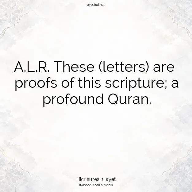 Ayetbul | Kuran Mealleri | Quran | Hicr suresi 1. ayet