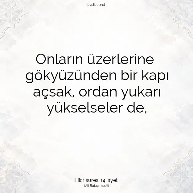 Ayetbul | Kuran Mealleri | Quran | Hicr suresi 14. ayet