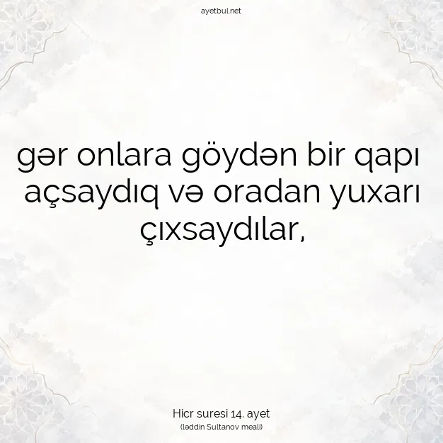 Ayetbul | Kuran Mealleri | Quran | Hicr suresi 14. ayet