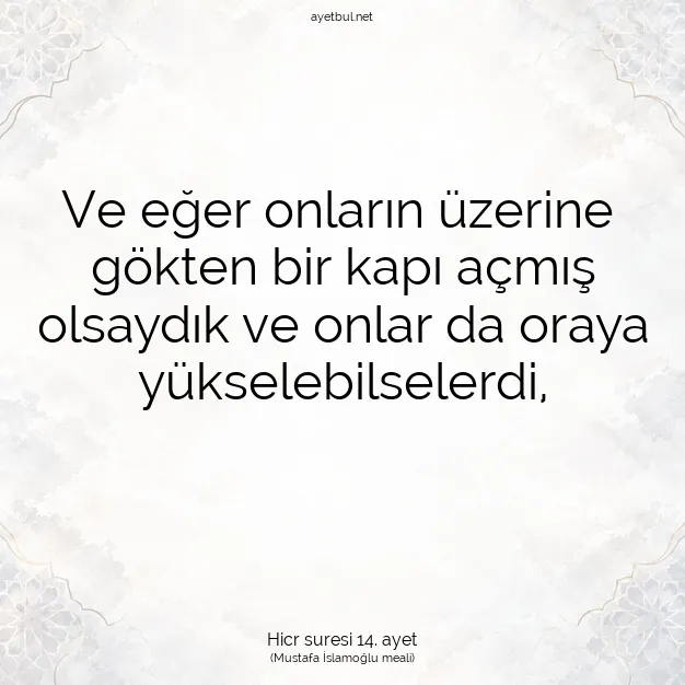 Ayetbul | Kuran Mealleri | Quran | Hicr suresi 14. ayet