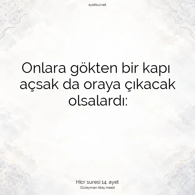 Ayetbul | Kuran Mealleri | Quran | Hicr suresi 14. ayet