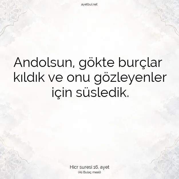 Ayetbul | Kuran Mealleri | Quran | Hicr suresi 16. ayet