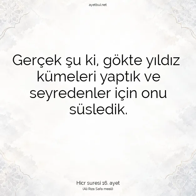 Ayetbul | Kuran Mealleri | Quran | Hicr suresi 16. ayet
