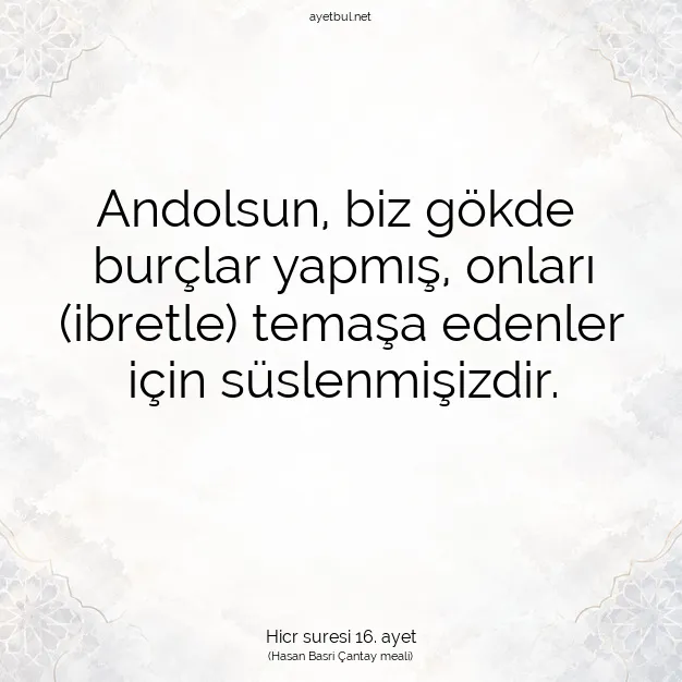 Ayetbul | Kuran Mealleri | Quran | Hicr suresi 16. ayet