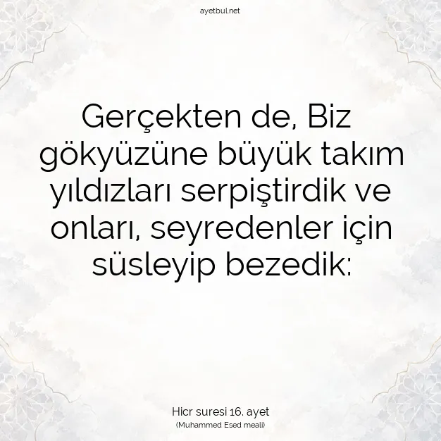 Ayetbul | Kuran Mealleri | Quran | Hicr suresi 16. ayet