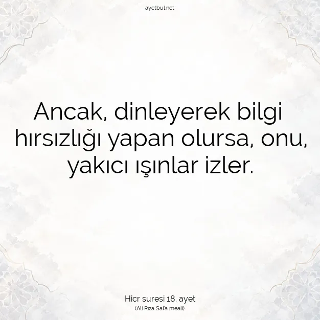 Ayetbul | Kuran Mealleri | Quran | Hicr suresi 18. ayet