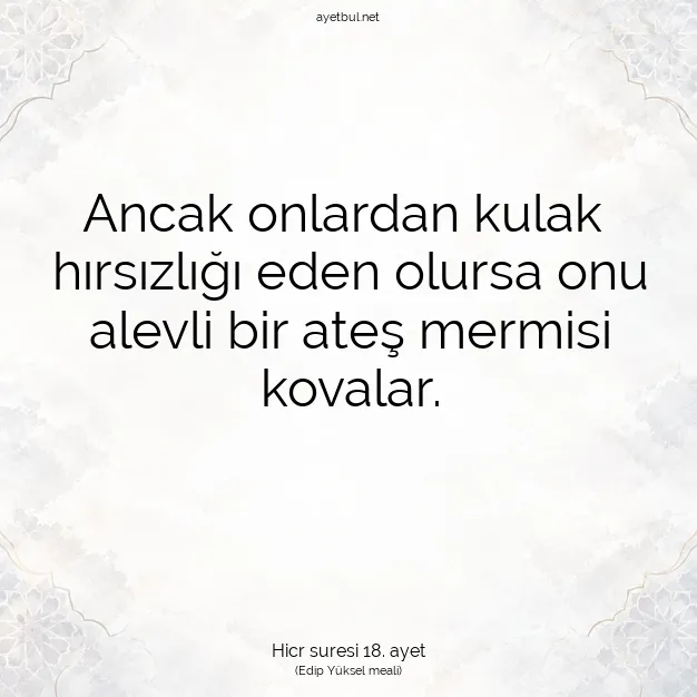 Ayetbul | Kuran Mealleri | Quran | Hicr suresi 18. ayet