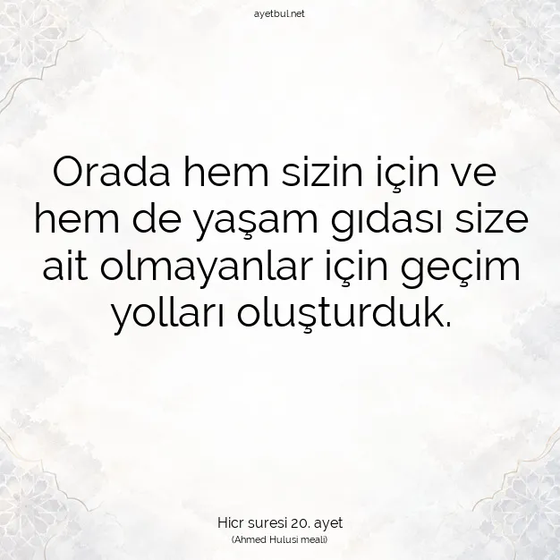 Ayetbul | Kuran Mealleri | Quran | Hicr suresi 20. ayet