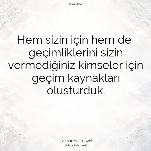 Ayetbul | Kuran Mealleri | Quran | Hicr suresi 20. ayet