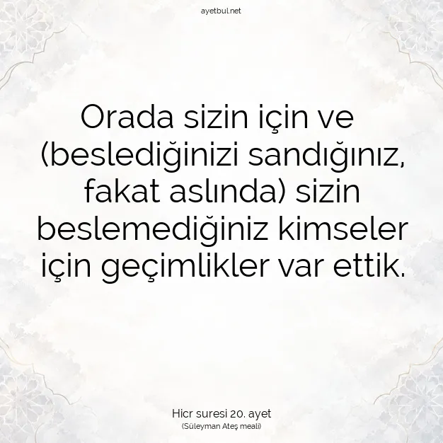 Ayetbul | Kuran Mealleri | Quran | Hicr suresi 20. ayet