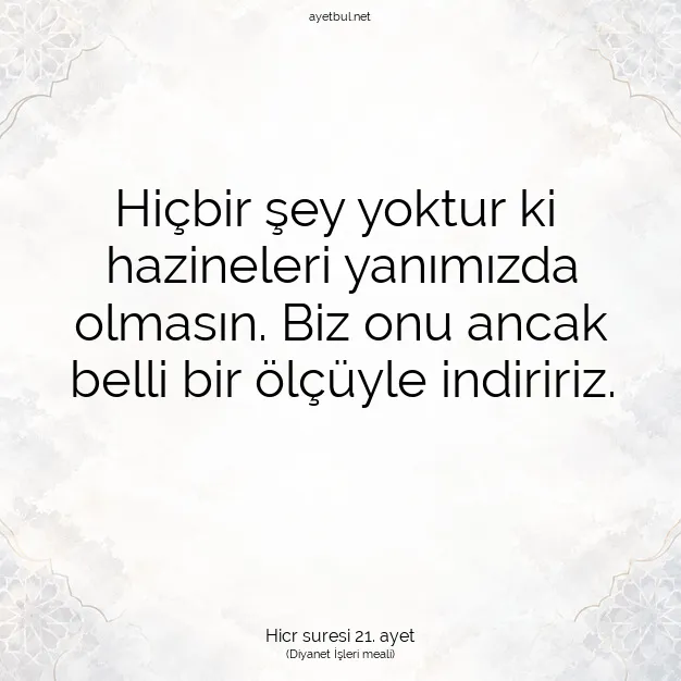 Ayetbul | Kuran Mealleri | Quran | Hicr suresi 21. ayet