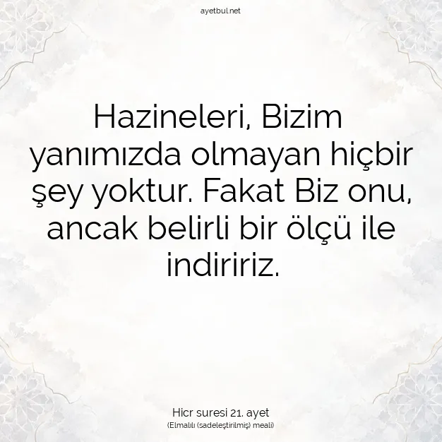 Ayetbul | Kuran Mealleri | Quran | Hicr suresi 21. ayet