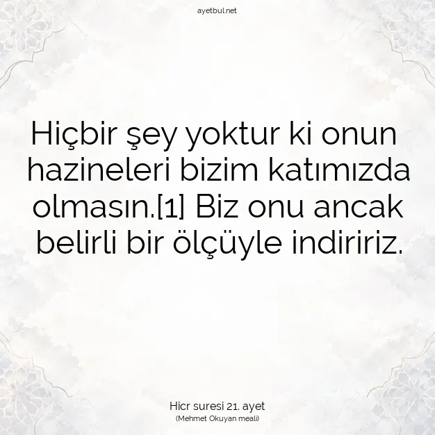Ayetbul | Kuran Mealleri | Quran | Hicr suresi 21. ayet