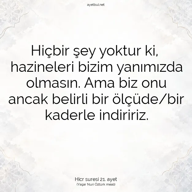 Ayetbul | Kuran Mealleri | Quran | Hicr suresi 21. ayet